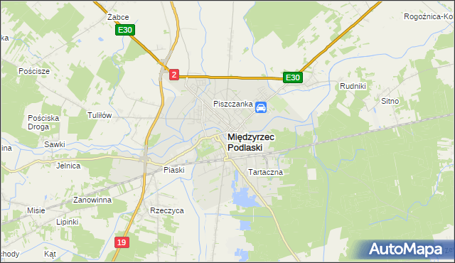 mapa Międzyrzec Podlaski, Międzyrzec Podlaski na mapie Targeo