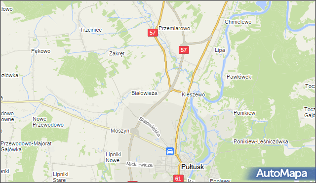 mapa Olszak gmina Pułtusk, Olszak gmina Pułtusk na mapie Targeo