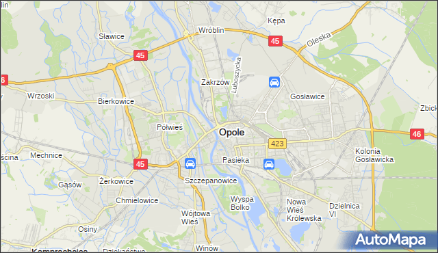 mapa Opola, Opole na mapie Targeo