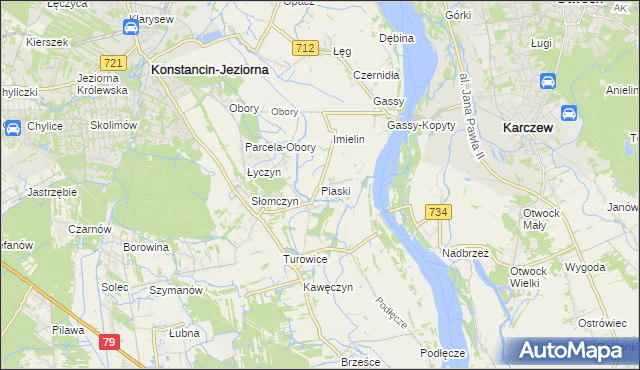 mapa Piaski gmina Konstancin-Jeziorna, Piaski gmina Konstancin-Jeziorna na mapie Targeo
