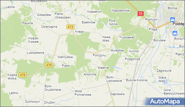 mapa Porczyny, Porczyny na mapie Targeo