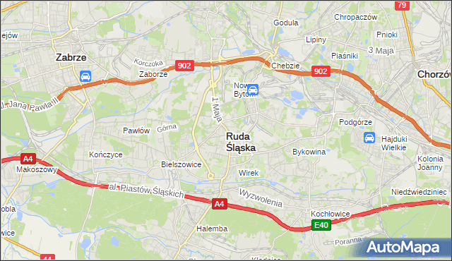 mapa Rudy Śląskiej, Ruda Śląska na mapie Targeo