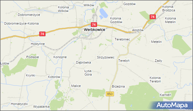mapa Strzyżowiec gmina Werbkowice, Strzyżowiec gmina Werbkowice na mapie Targeo