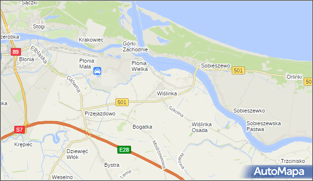 mapa Wiślinka, Wiślinka na mapie Targeo