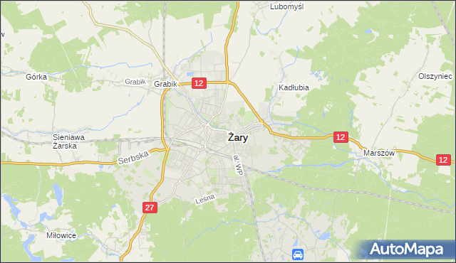 mapa Żary, Żary na mapie Targeo