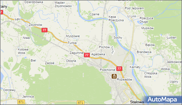 mapa Agatówka gmina Zaleszany, Agatówka gmina Zaleszany na mapie Targeo