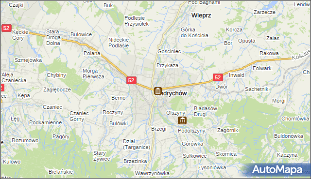 mapa Andrychów, Andrychów na mapie Targeo