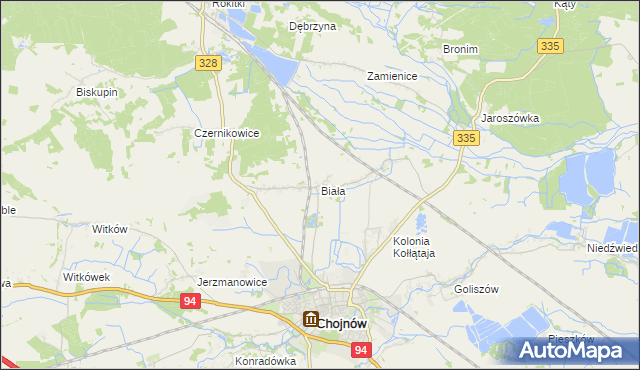 mapa Biała gmina Chojnów, Biała gmina Chojnów na mapie Targeo