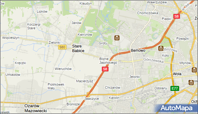 mapa Blizne Jasińskiego, Blizne Jasińskiego na mapie Targeo