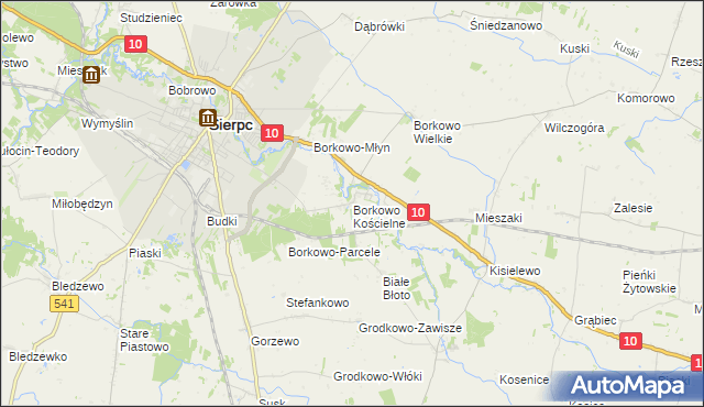 mapa Borkowo Kościelne, Borkowo Kościelne na mapie Targeo