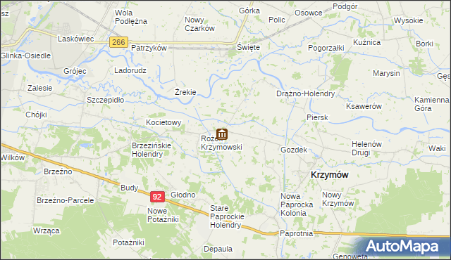 mapa Borowo gmina Krzymów, Borowo gmina Krzymów na mapie Targeo