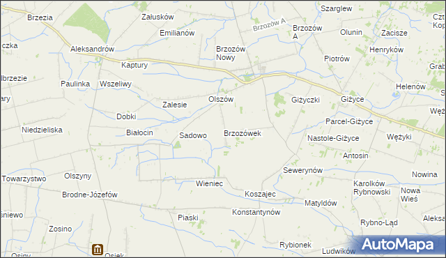 mapa Brzozówek, Brzozówek na mapie Targeo