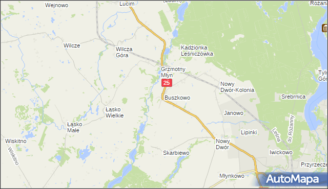 mapa Buszkowo gmina Koronowo, Buszkowo gmina Koronowo na mapie Targeo