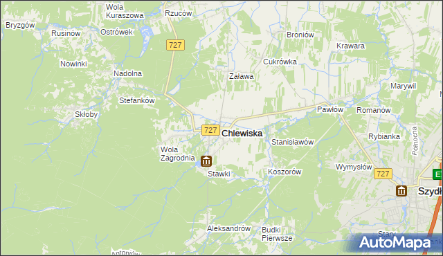 mapa Chlewiska powiat szydłowiecki, Chlewiska powiat szydłowiecki na mapie Targeo