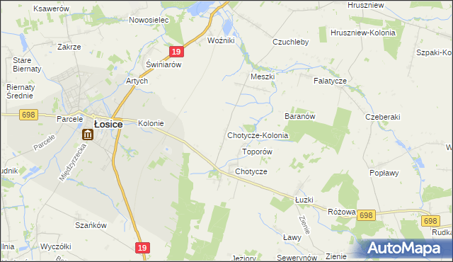 mapa Chotycze-Kolonia, Chotycze-Kolonia na mapie Targeo