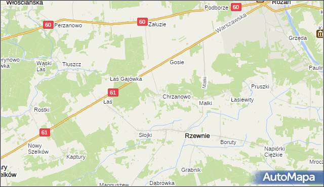 mapa Chrzanowo gmina Rzewnie, Chrzanowo gmina Rzewnie na mapie Targeo