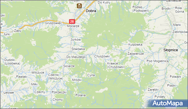 mapa Chyszówki, Chyszówki na mapie Targeo
