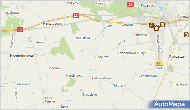 mapa Czajkowo gmina Gostyń, Czajkowo gmina Gostyń na mapie Targeo