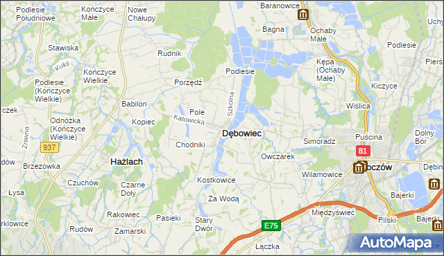 mapa Dębowiec powiat cieszyński, Dębowiec powiat cieszyński na mapie Targeo