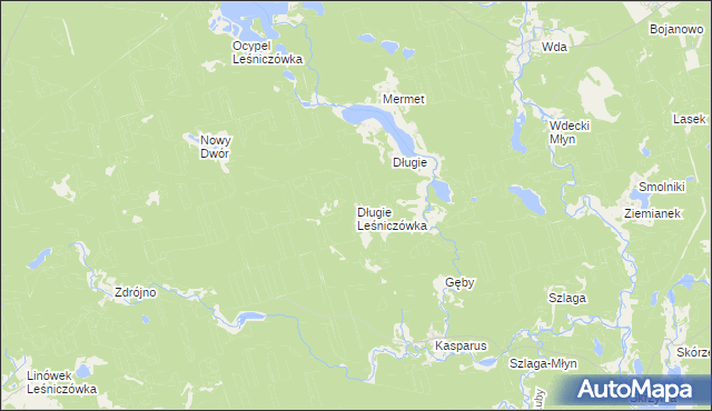mapa Długie Leśniczówka, Długie Leśniczówka na mapie Targeo