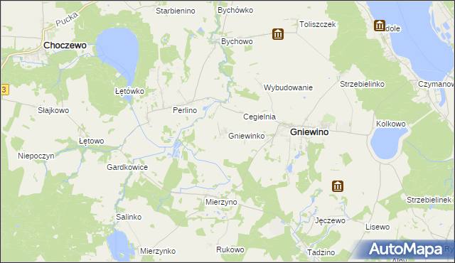 mapa Gniewinko, Gniewinko na mapie Targeo