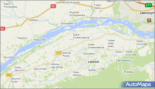 mapa Gniewniewice Folwarczne, Gniewniewice Folwarczne na mapie Targeo