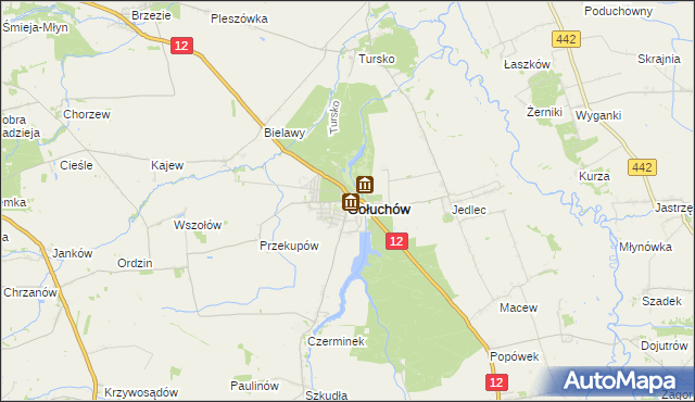mapa Gołuchów powiat pleszewski, Gołuchów powiat pleszewski na mapie Targeo