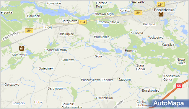 mapa Góra gmina Pobiedziska, Góra gmina Pobiedziska na mapie Targeo