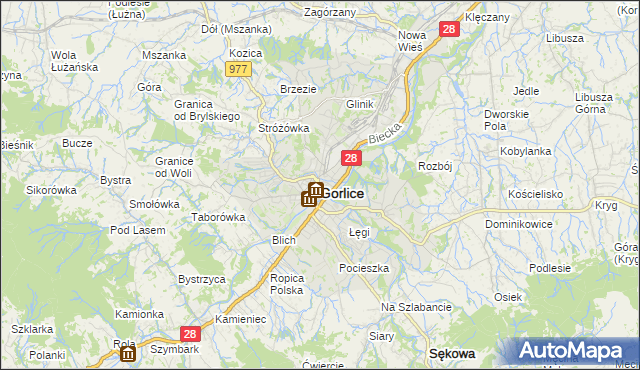 mapa Gorlic, Gorlice na mapie Targeo
