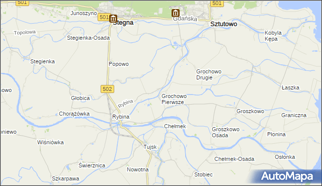 mapa Grochowo Pierwsze, Grochowo Pierwsze na mapie Targeo