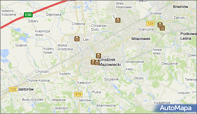 mapa Grodzisk Mazowiecki, Grodzisk Mazowiecki na mapie Targeo