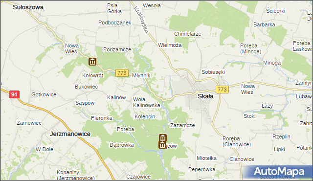 mapa Grodzisko gmina Skała, Grodzisko gmina Skała na mapie Targeo