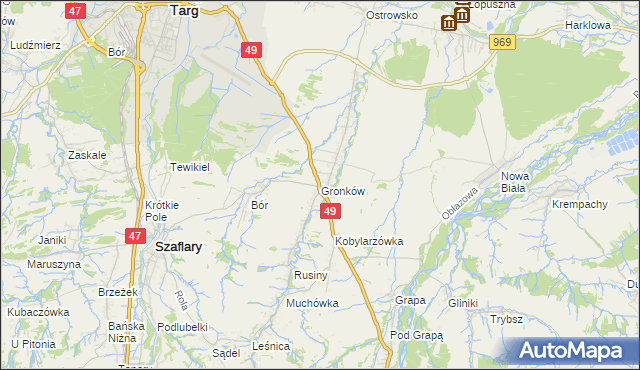 mapa Gronków, Gronków na mapie Targeo