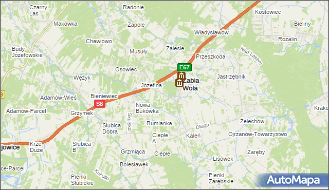 mapa Huta Żabiowolska, Huta Żabiowolska na mapie Targeo