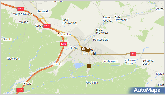 mapa Janów Lubelski, Janów Lubelski na mapie Targeo