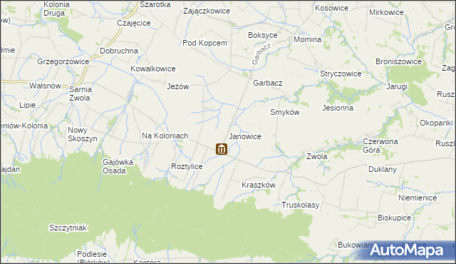 mapa Janowice gmina Waśniów, Janowice gmina Waśniów na mapie Targeo