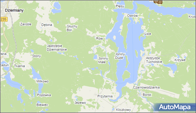 mapa Joniny Małe, Joniny Małe na mapie Targeo