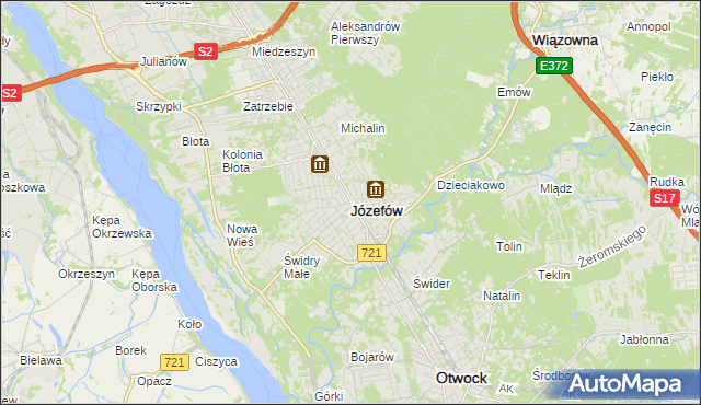 mapa Józefów powiat otwocki, Józefów powiat otwocki na mapie Targeo