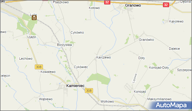 mapa Karczewo gmina Kamieniec, Karczewo gmina Kamieniec na mapie Targeo
