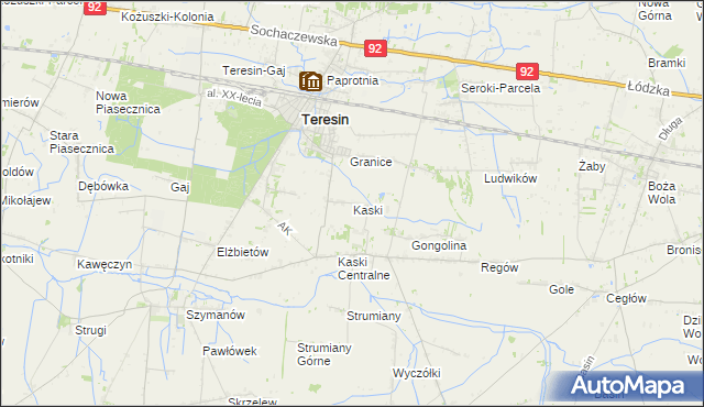 mapa Kaski gmina Baranów, Kaski gmina Baranów na mapie Targeo