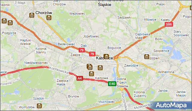 mapa Katowic, Katowice na mapie Targeo