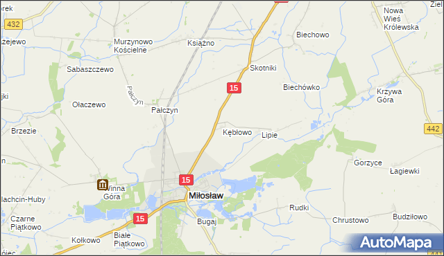 mapa Kębłowo gmina Miłosław, Kębłowo gmina Miłosław na mapie Targeo