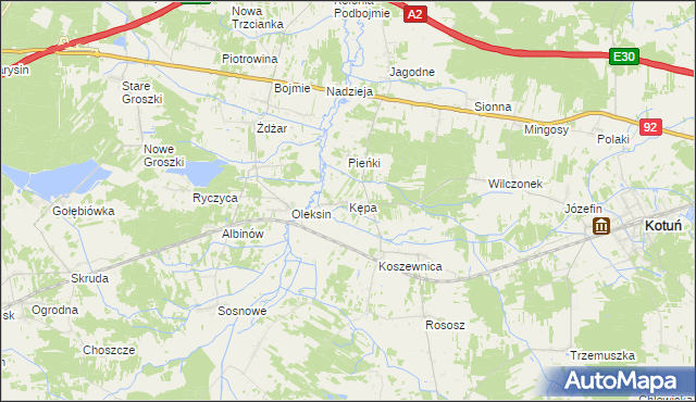 mapa Kępa gmina Kotuń, Kępa gmina Kotuń na mapie Targeo