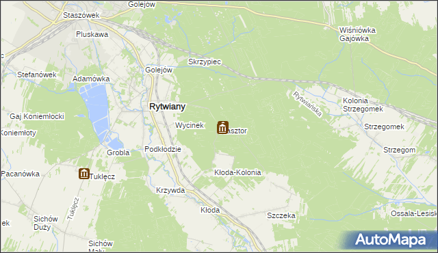 mapa Klasztor gmina Rytwiany, Klasztor gmina Rytwiany na mapie Targeo