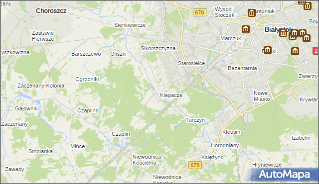 mapa Klepacze gmina Choroszcz, Klepacze gmina Choroszcz na mapie Targeo