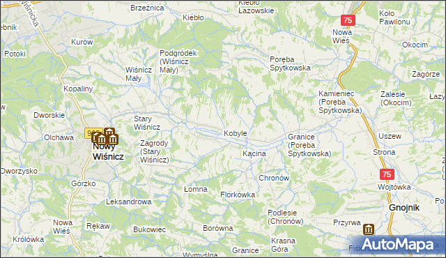 mapa Kobyle gmina Nowy Wiśnicz, Kobyle gmina Nowy Wiśnicz na mapie Targeo
