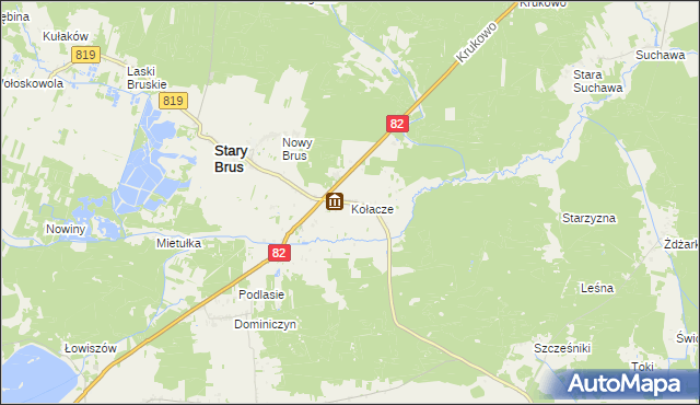 mapa Kołacze gmina Stary Brus, Kołacze gmina Stary Brus na mapie Targeo