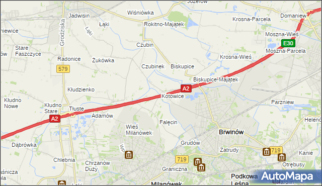 mapa Kotowice gmina Brwinów, Kotowice gmina Brwinów na mapie Targeo