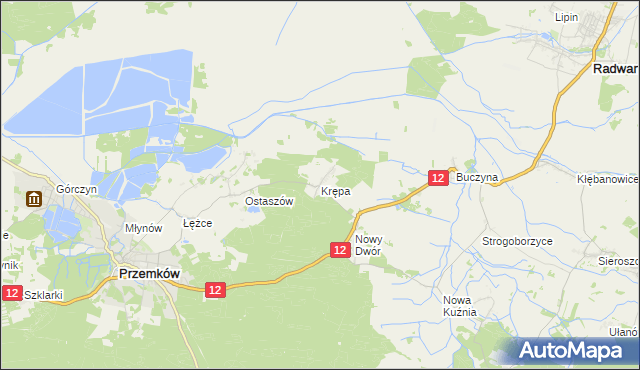 mapa Krępa gmina Przemków, Krępa gmina Przemków na mapie Targeo