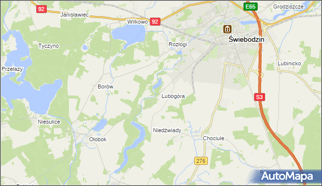 mapa Lubogóra, Lubogóra na mapie Targeo